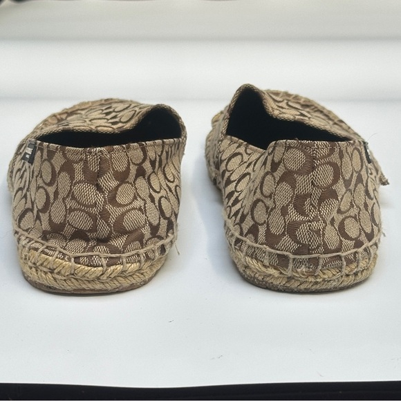 Coach Signature C Logo Brown Canvas Espadrille Flats Size 8.5B - Picture 4 of 12